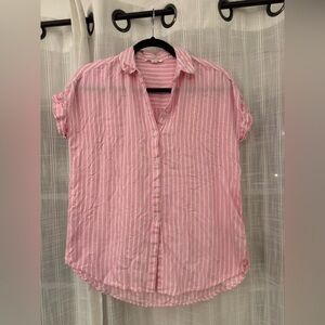 Beach Lunch Lounge Pink and White Striped Button Down Shirt